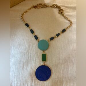 Retro Vintage shades‎ of Blue and Green Y Designed  Necklace